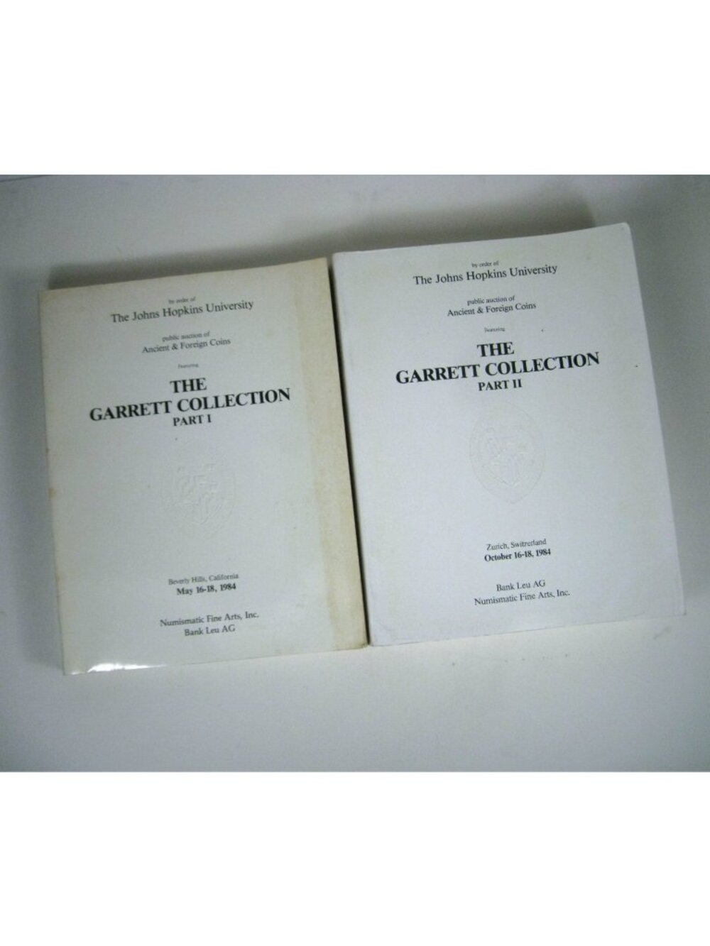 Garrett Collection Auction Catalogs Part I  and Part II 1984 John Hopkins Califo